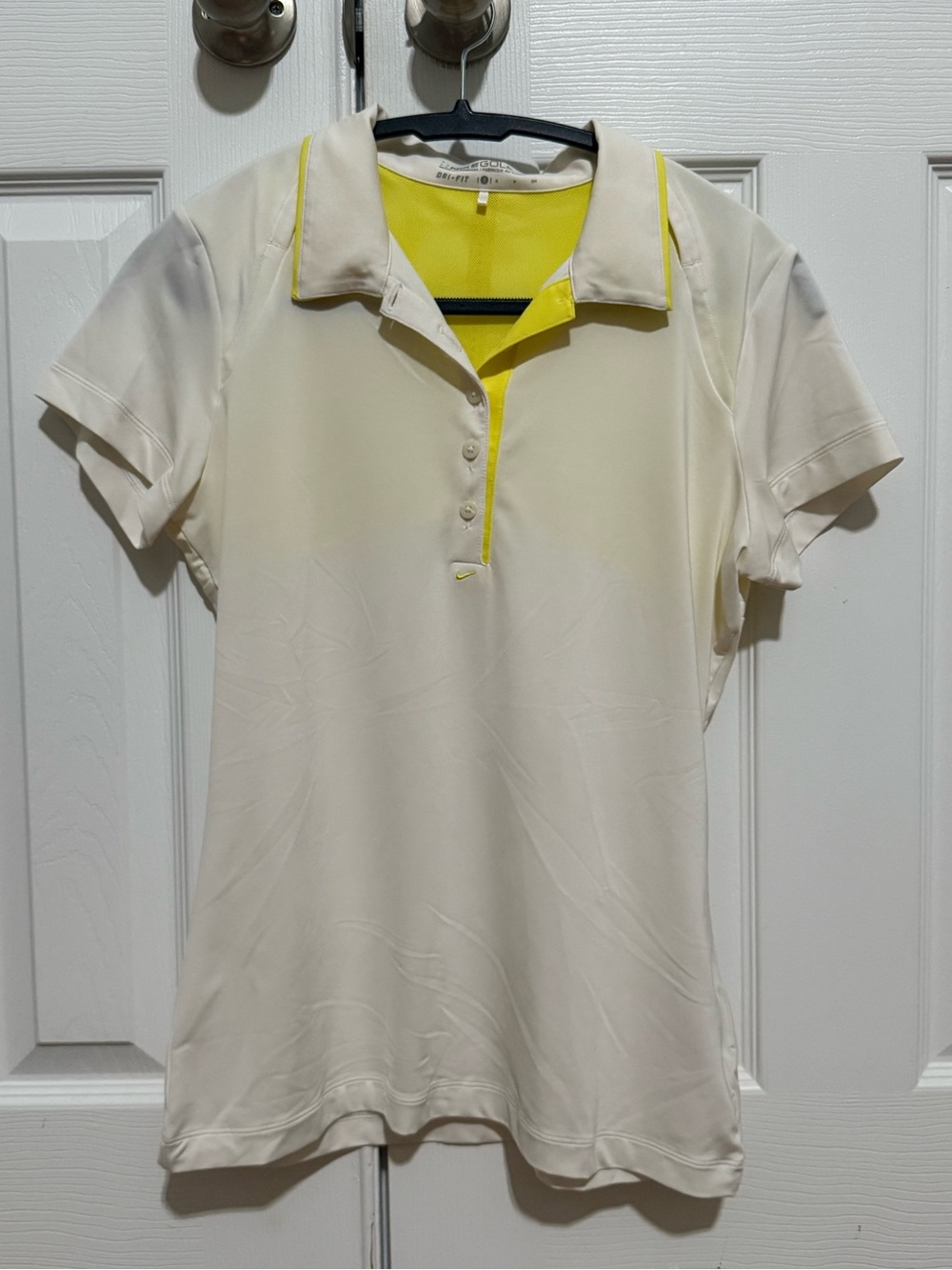 Nike Golf Dri-Fit Polo Shirt Women's Small Yellow & White